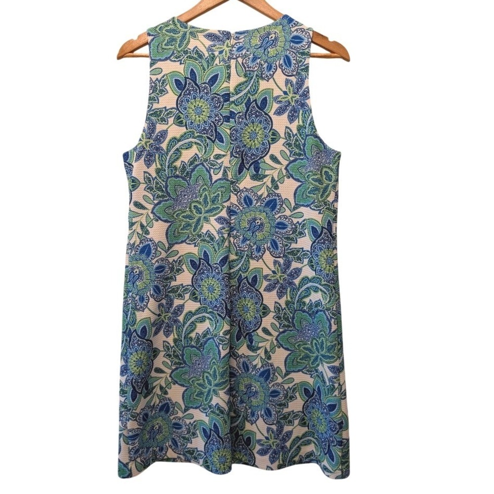 Eliza J Blue Green Floral Paisley Lace Trim Shift‎ Dress EJ4-2954 Size 10 - Picture 3 of 12